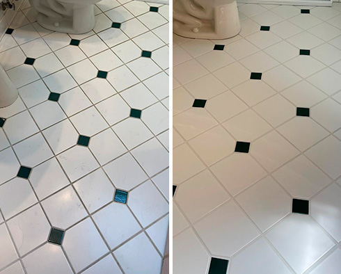 Bathroom Before and After Our Grout Cleaning in Park Ridge, IL